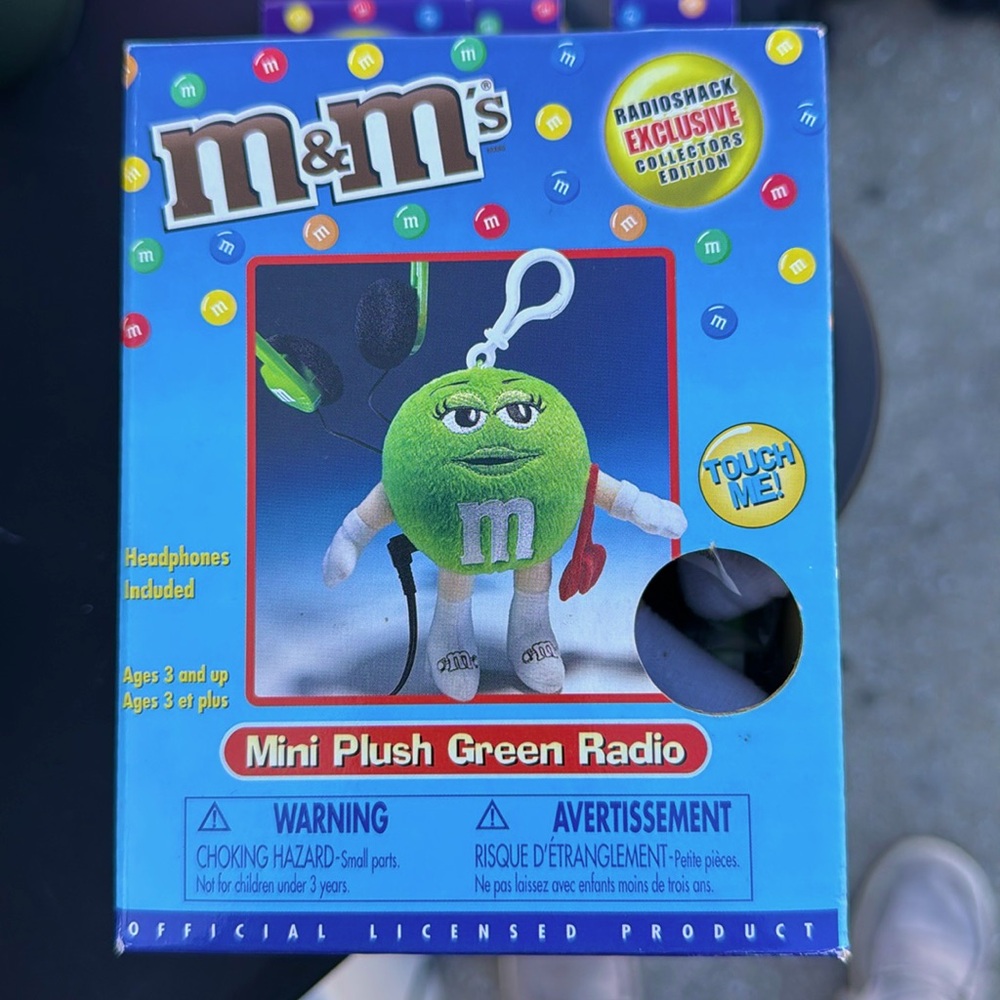 M & M’s Mini Plush Green Radio-NIB